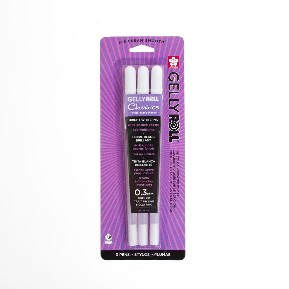 Sakura, White, Gel, Art & School, Gelly Roll, 05, Fine, 3 pack, 266488